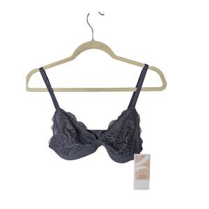 Lively All You Gray Lace Wireless Unpadded T Shirt Bra Womens Size Large